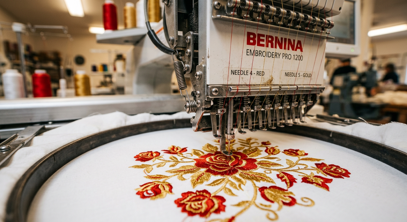 Machine à broder numérique en plein travail